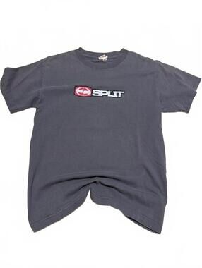 Vintage Y2K Split Skateboards T-Shirt Mens Small Gray Short Sleeve Logo Skate